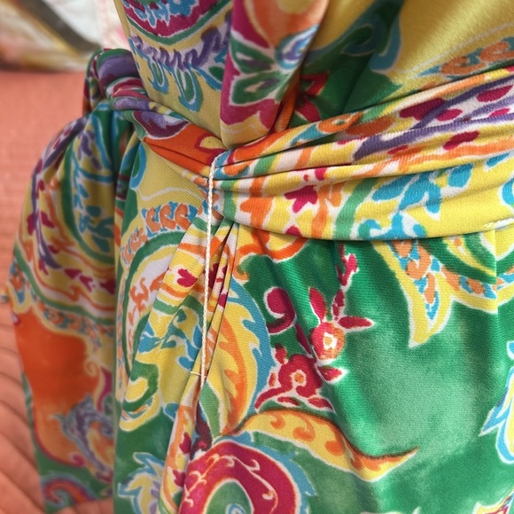 LAUREN RALPH LAUREN Multicolor Paisley Knit‎ Belted Sheath Dress size Medium - Picture 7 of 13